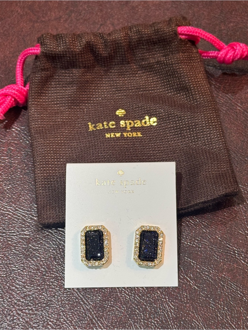 NWT kate spade New York Shimmering Navy Stone Stud Earrings